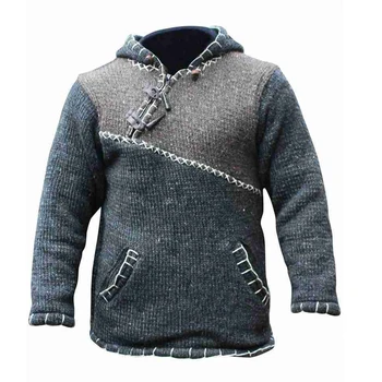 Retro Vyrų Nelaimę Susiuvimo Megztinis Megztinis Rudenį, Žiemą Atsitiktinis Gobtuvu Megztiniai Džemperiai Spalvų Megztiniai