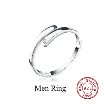 Rinntin Nekilnojamojo 925 Sterlingas Sidabro Engarved Pavadinimas Pora Žiedus Moterų ir Vyrų Žiedas keičiamo dydžio 