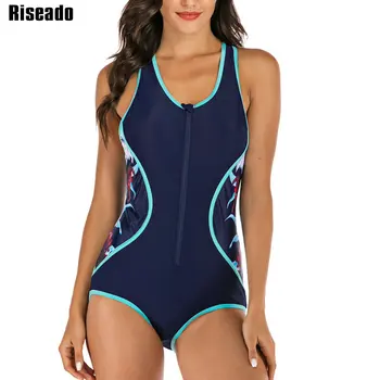 Riseado Sporto vientisi maudymosi kostiumėlį Gėlių Spausdinti Konkurencijos maudymosi Kostiumėliai Moterims, 2021 Racerback Paplūdimio Bėrimas Apsaugas Maudymosi Kostiumas XXL