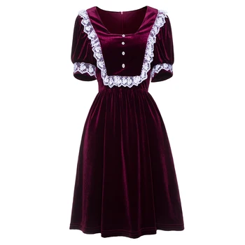 Rosetic Mini Suknelė Moterims, Bordo Derliaus Kratinys Nėrinių Gotikos Elegantiškas Retro Šalies Lolita Viktorijos Goth Trumpas Viktorijos Suknelė