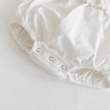 Rudenį baby girl bodysuits Mergina Nėrinių ilgomis Rankovėmis Jumpsuit Kūdikių Medvilnės vientisas Kostiumas Nuskaitymo Drabužius +Hat