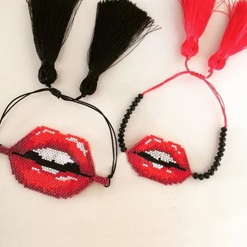SHINUS BOHO MIYUKI Apyrankės-Didmeninė Delicas Seksualus Lūpų Apyrankės Moterims Pulseras Mujer rankų darbas Kiss Papuošalai Kolonėlė
