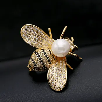 SINZRY naujas mielas papuošalai aksesuaras aukso spalvos visiškai kubinis cirkonis bičių sagės pin elegantiškas OLIS šalikas sagtys
