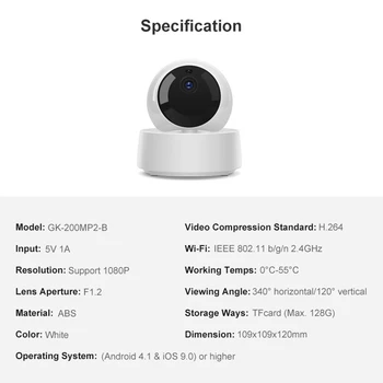 SONOFF GK-200MP2-B Wifi Kamera 1080P HD 2.4 G Bevielio Nakties Vaizdą, 2-Way Audio Home Security Cam AU US UK Kištukas