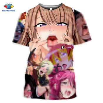 SONSPEE Japonija Hentai Anime Ahegao Marškinėliai 3D Spausdinimo Vasaros Atsitiktinis Viršų trumpomis Rankovėmis Mados T-shirt Hip-Hop Streetwear Moterys Vyrai