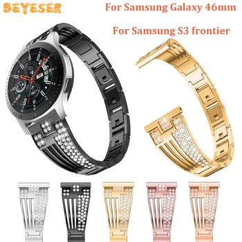 Samsung Galaxy 46mm/įrankių S3 Metalo watch band kalnų krištolas moterų Apyrankės Pakeitimo 
