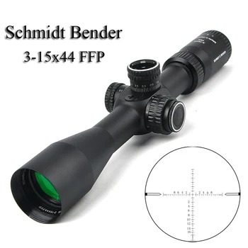 Schmidt Bender 3-15x44 FFP Taktinis Riflescope Medžioklės Stiklo Išgraviruotas Tinklelis Šautuvas taikymo Sritis Apšviestas Regos Akyse Snaiperis Sritį