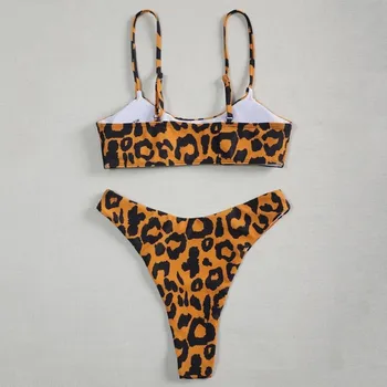 Seksualus Mažas Juosmens Bikini Moterims maudymosi Kostiumėliai, Moterų maudymosi kostiumėlį Dviejų vienetų Leopardas Spausdinti Bikini Komplektas Bather Maudymosi Kostiumą Plaukti Paplūdimio