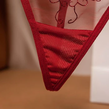 Siuvinėjimo Sexy Thong Moterų Apatinius Nėrinių Kelnaitės Patogios Medvilnės Tarpkojo Erotinis Apatinis Trikotažas Apatinės Kelnės Moteriška G-String