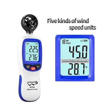 Skaitmeninis Vėjo greičio Matuoklis Naudojamo Oro Srautas priemonės Indikatorius Temperatūros LCD Ekranas Auto Tachometras WT82