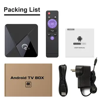 Smart Android 9.0 TV Box Q1 Mini Rockchip RK3328 16GB 2GB Media Player 2.4 WiFi palaiko Balso Nuotolinio Android TV Box, Set Top Box,