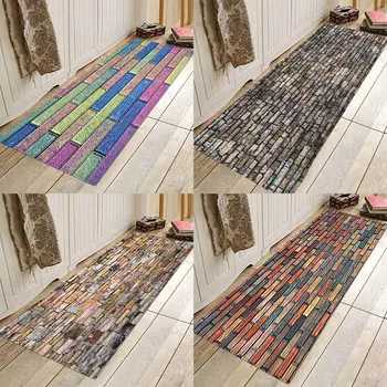 Spalvos plytų sienos, flanelė spausdinimo Anti-Slip absorbentas namų kilimėlis
