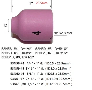 Stubby Dujų Objektyvas Collet 1.6 mm & #10 Pyrex Taurės ir Keramikos Shield Taurės RINKINIO komplektavimo gaminiai Tinka TIG Suvirinimo Degiklį WP 17 18 26 Serija,17pcs