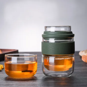 Subtilus Kelionės Teaware Rinkiniai Su Carring Atvejais, Karščiui atsparaus stiklo Arbatinukas su Mažais Stiklo Filtro Gėlių Arbata Nešiojamų Teawares