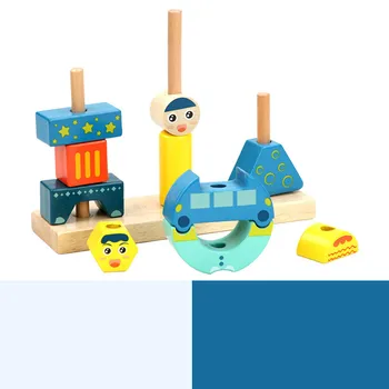 Sun & Moon Day & Night Bokšto Blokų Montessori Medinių Blokų Vaikų Žaislų Medienos Statybos Blokuoti Žaidimą Švietimo Žaislai Vaikams