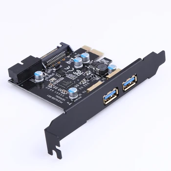 Super Greitis 5Gbps PCI-E 2XUSB 3.0 PCI Express Plėtros Kortelę ar 19-Pin Maitinimo Jungtis paramos PCIE 1X 4X 8X 16X