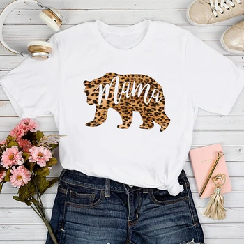 T-marškinėliai Moterims 2021 Gėlių Gėlių Leopard 