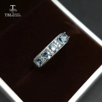 TBJ,paprastas ir klasikinis žiedas su natūraliu geros spalvos Brazilija akvamarinas brangakmenio žiedas 925 sterlingas sidabro moterims, kaip dovaną