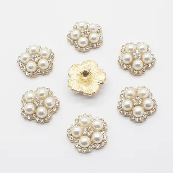 Tendencija High-end 10vnt 22mm pearl gėlių kristalų mygtukas papuoštas su deimantu, apdailai naudojamos 