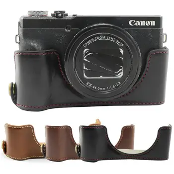 Tiksliau, viso kūno, Tinka PU odos skaitmeninio fotoaparato krepšys krepšys dangtelis Canon Powershot G5 X Mark II, mark 2 G5X II G5X 2 Su Dirželiu