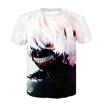 Tokijo Pabaisa Anime Kaneki Ken 3D Print T-shirt Vyrai Hip-Hop Trumpas Rankovės off white T Marškinėliai Mados Stiliaus Marškinėlius, O-kaklo marškinėlius Vyrams