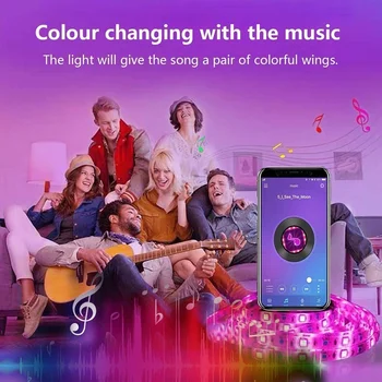 Tuya WiFi Smart Muzikos LED Juosta RGB SMD5050 Spalvos Juosta, LED Žibintai, 5M 10M, 15M 20M Darbo su Alexa, Google Asistento Valdymo Balsu