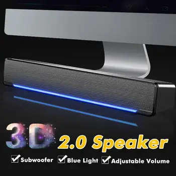 USB Laidinio Kompiuterio Garsiakalbis LED Stereo žemų dažnių Muzikos Leistuvas, 3D Erdvinis Garsas, Bass Garsiakalbis 3,5 mm Garso Įvesties iš KOMPIUTERIO, Laptopo