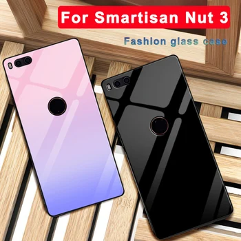 Už Smartisan Riešutų 3 Nut3 atveju vientisos spalvos grūdintas stiklas telefono dangtelis Smartisan Riešutų U3 atveju OC105 OC106 Gradientas stiklo shell