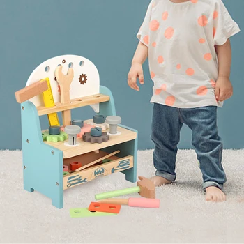 Vaikai Mediniai Workbench Įrankių Rinkinys Spalvotų Mini Modeliavimo Vaikams Žaisti Žaislas Tėvų-vaikų Interaktyvus Žvalgybos Plėtros Žaislai