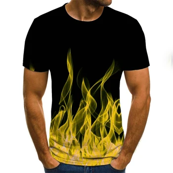 Vasaros Mados trumparankoviai 3D Apvalios Kaklo Viršuje Dūmo Elementas Marškinėliai Madinga vyriški T-Shirt 2020 Nauja Liepsna vyriški T-Shirt XXS-6XL