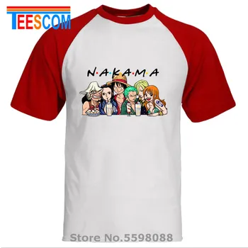Vienas Gabalas T-shirt Vyrai Japonų Anime Marškinėliai Nakama Luffy T shirts Draugų Piratų Karalius Viršūnes Kaukolės Logotipas Tees Zoro Harajuku Camisa