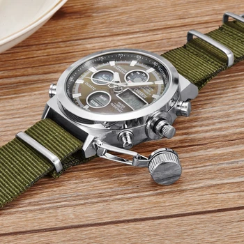 Viršų pardavimo OHSEN skaitmeninis kvarco mens mados kariniai laikrodžiai lauko sporto žaliosios armijos vandeniui signalo data vyrų rankinio laikrodžio