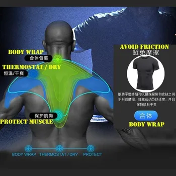 Vyrai Skustukai Suspaudimo Apatiniai 3D Stora T-shirt,Cool Aukštos Elastinga Greitai-sausas Wicking Sporto, Fitneso SALĖ, Veikia trumpomis Rankovėmis