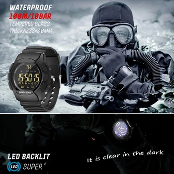 Vyriški Žiūrėti Karinės Atsparus Vandeniui 100M Smart Watch ŠIAURĖS KRAŠTO Sporto Armijos Led Skaitmeninis Riešo Chronometrus Vyrų 