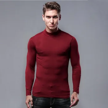 Vyrų marškinėliai ilgomis rankovėmis t-shirt golfo marškinėliai žmogus plonas žiemos pavasario mados atsitiktinis modalinis t marškinėliai t shirt mens vyno raudona