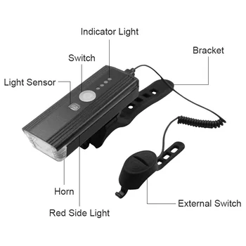 Wasafire Dviračių Priekiniai Šviesiai Raudonos Streamer USB Įkrovimo Vandeniui Dviračiu Žibintuvėlis Naktį LED Dviračių priekinis žibintas