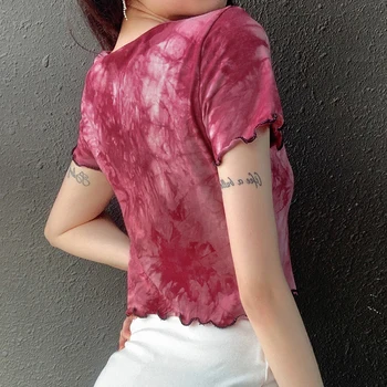 Weekeep Kinų tapyba Drugelis Spausdinti marškinėliai Moterims Vasarą Naujų 2020 m. Vienos-eilutės mygtuką Trumpas Rankovės Pasėlių Viršų
