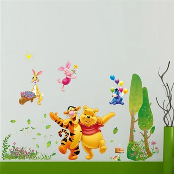 Winnie Pooh Bear Tigras Sienų Lipdukai Vaikų Kambario Dekoracija Gyvūnų Filmą Home Lipdukai Jam Prilygintą Išsilavinimą Meno Plakatai