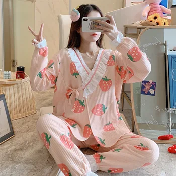 XIFER Medvilnės Slaugos Drabužius Didelio Dydžio Pižama Moterims, Pavasarį, Rudenį Kimono Gimdymo Moteris Pižama Patogus Homewear