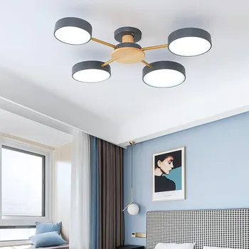Šiaurės modernus minimalistinis LED šviestuvo miegamasis LED lubų šviestuvas kambarį asmenybės kambario medžio masyvo plius geležies apšvietimas