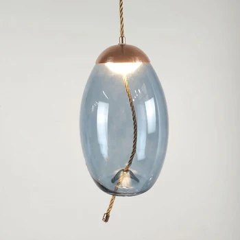 Šiuolaikinės loft pramonės lempos mėlyno stiklo pakabukas šviesos diodų (LED) art deco Šiaurės balta hanglamp už gyvenamasis kambarys, virtuvė, miegamasis salonas