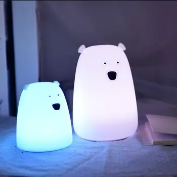 Šviesos Vaikai Gyvūnų Naktiniai staleliai, Lempa Lokys Žibintai USB Minkštas Animacinių filmų Kūdikio Lopšelį Lempos Kvėpavimo LED Šviesos Papuošti Namas
