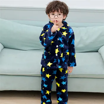 Žiemą Vaikai Vilnos Pižama Šilta Flanelė Sleepwear Girls Cartoon Koralų Vilnos Vaikai Pijamas Homewear Berniukai Pyjama 0-5 METŲ
