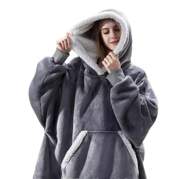 Žiemą Šilta Antklodė Hoodie Didelis Mikropluošto Pliušinis Antklodės Su Rankovėmis, Minkšta Megztiniai Nešiojami Gobtuvu Antklodės